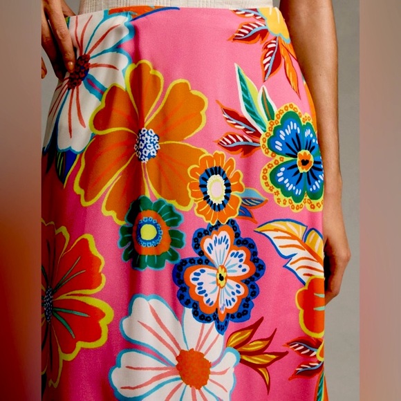 Farm Rio Satin Slip Resort Printed Midi Skirt, NWT - Picture 3 of 9